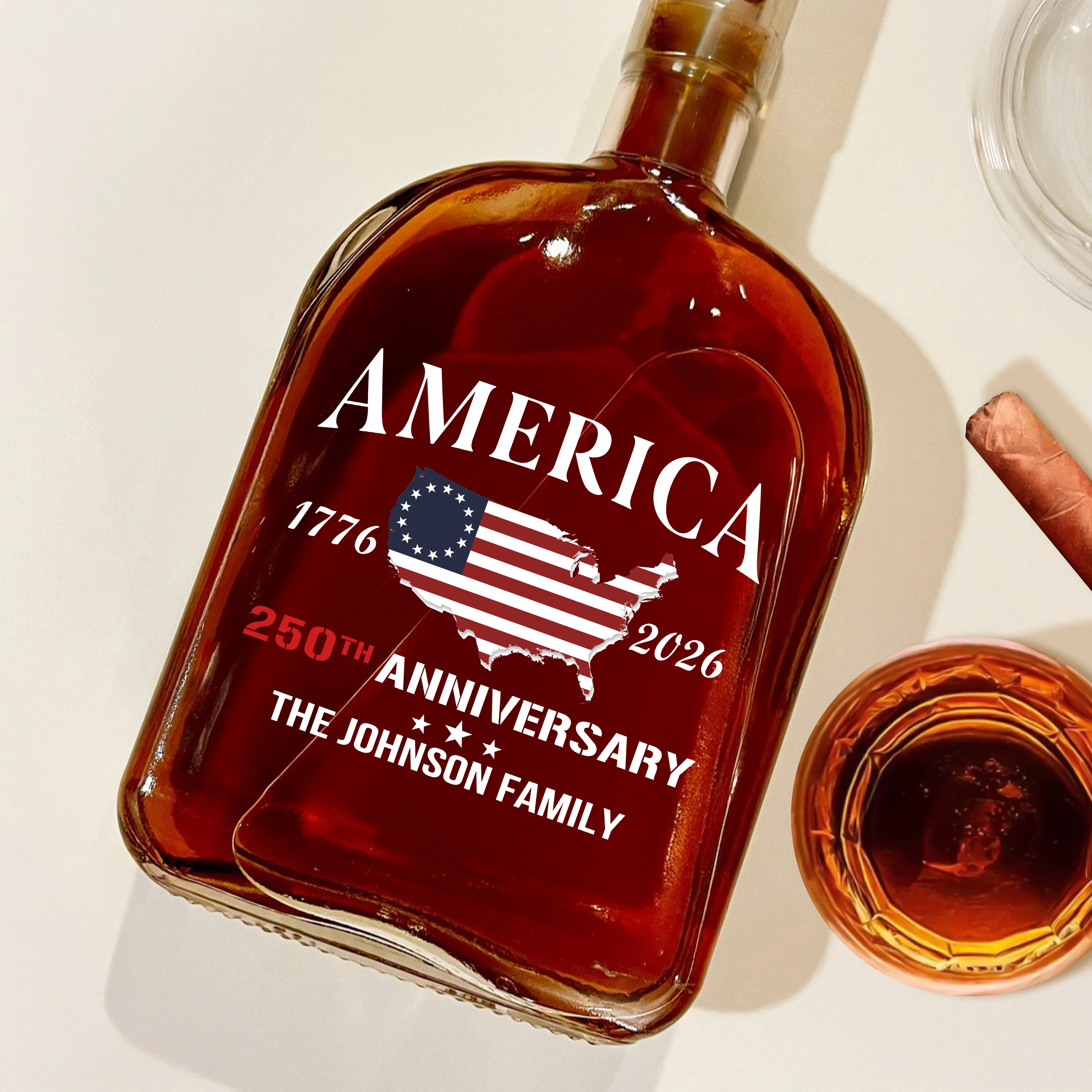 Custom Family Name America 250th Anniversary 1776 2026 United States of America Whiskey Bottle LM32 897715 - Image 2