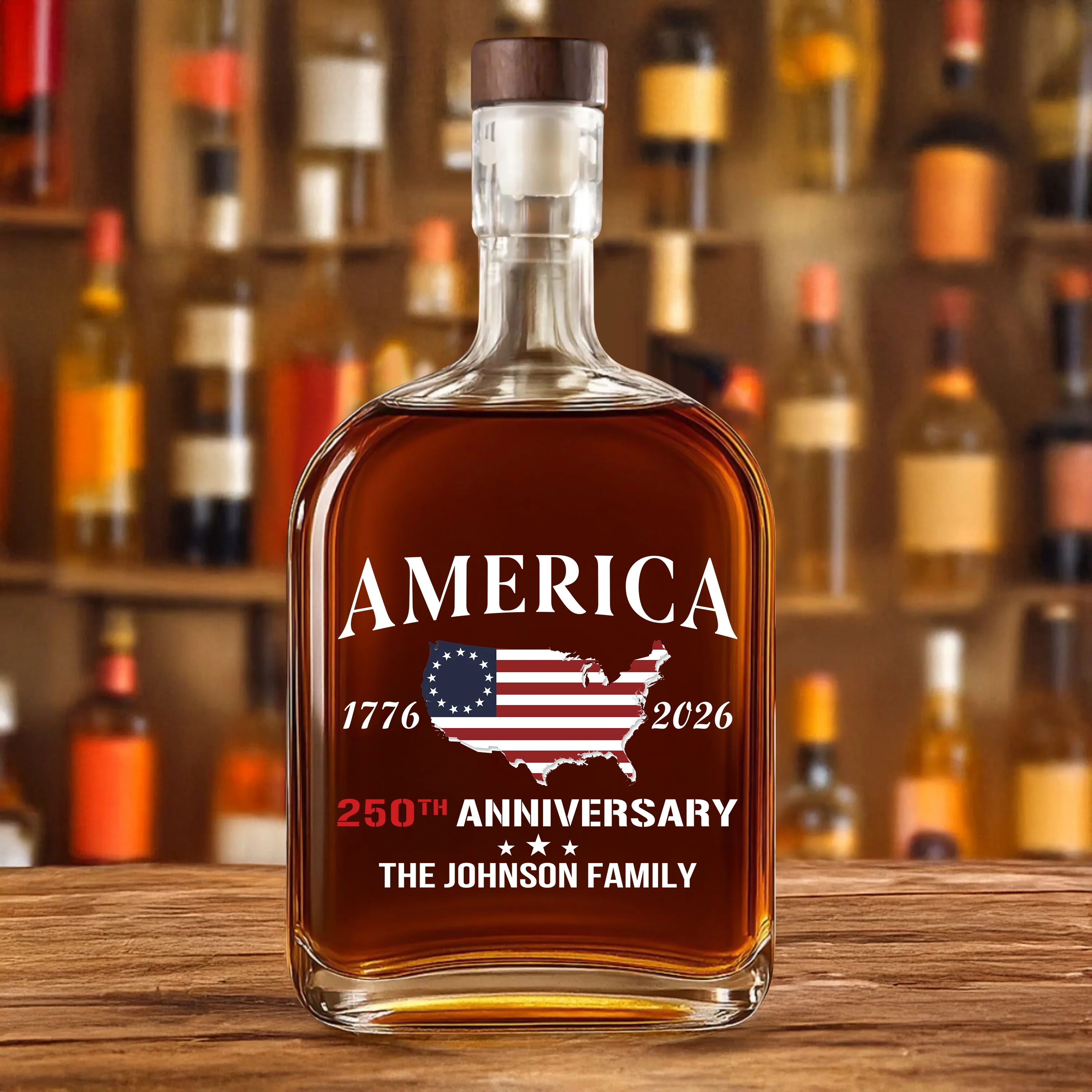 Custom Family Name America 250th Anniversary 1776 2026 United States of America Whiskey Bottle LM32 897715 - Image 3