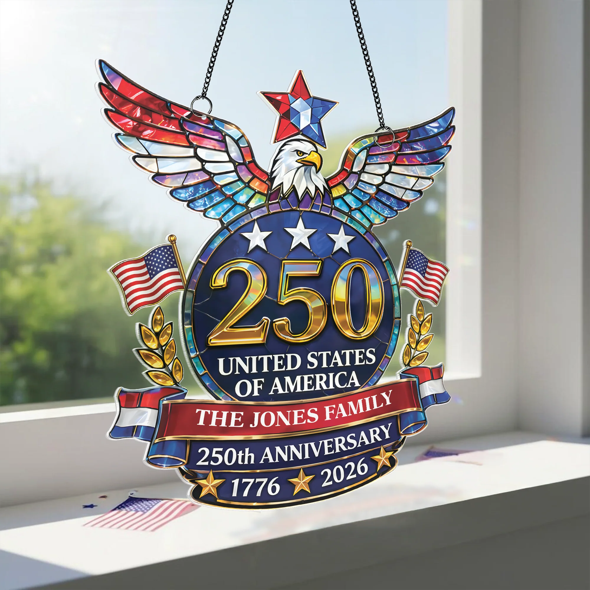 Custom Family Name America 250th Anniversary Acrylic Suncatcher CH07 910618 - Image 4
