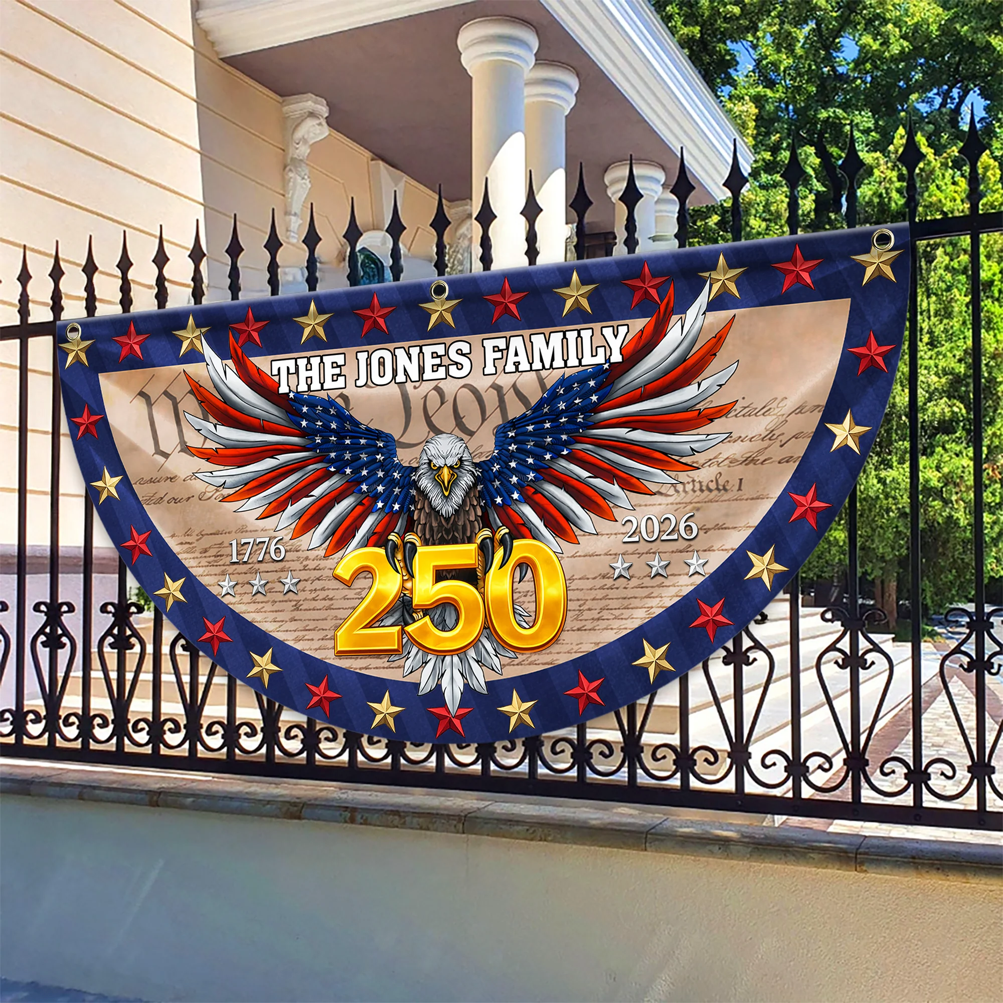 Custom Family Name American Flag - We The People Patriotic Eagle Non-Pleated Fan Flag CH07 910568 - Image 4