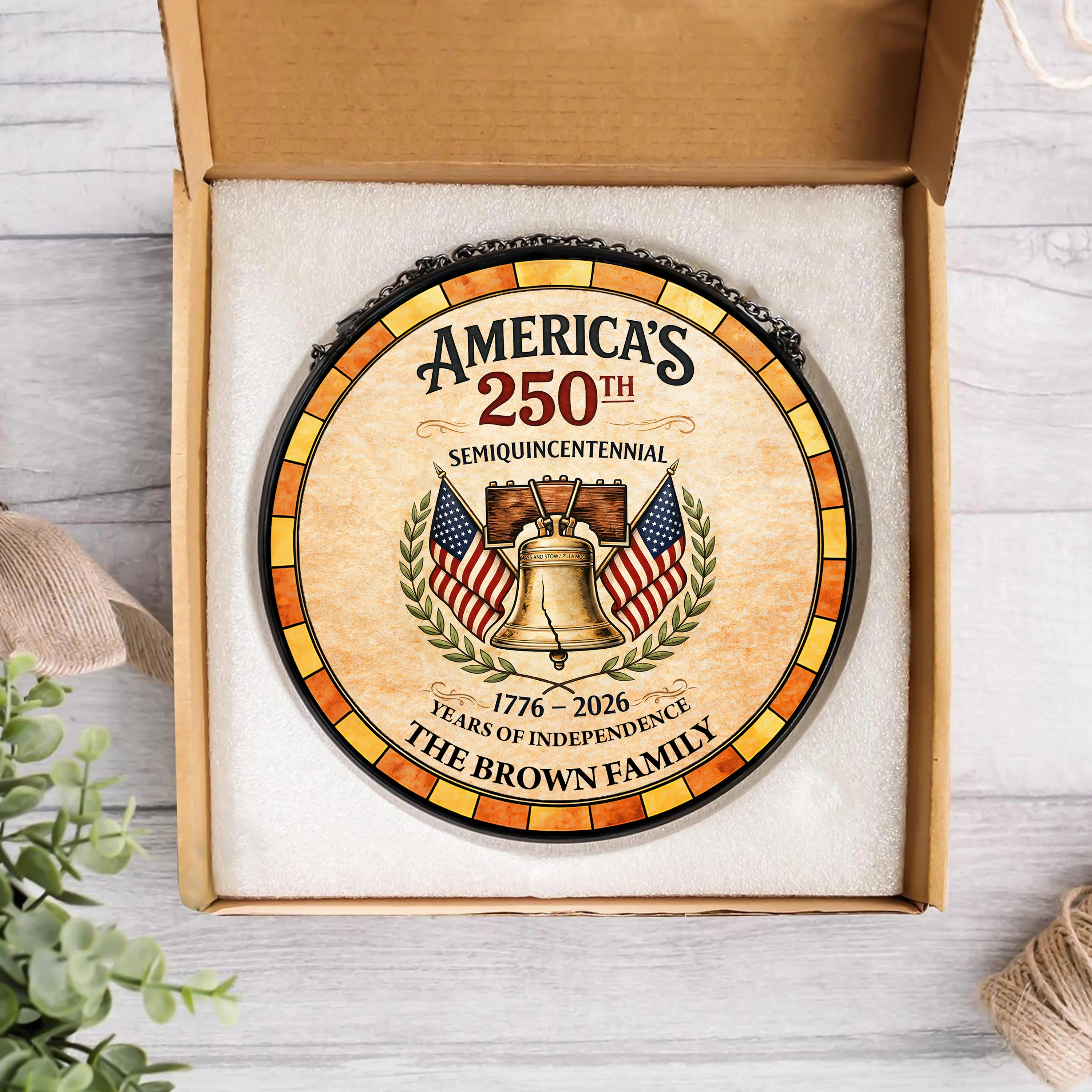 Custom Family Name America's 250th Semiquincentennial 1776–2026 Years Of Independence Stained Glass Suncatcher TH10 898661 - Image 6
