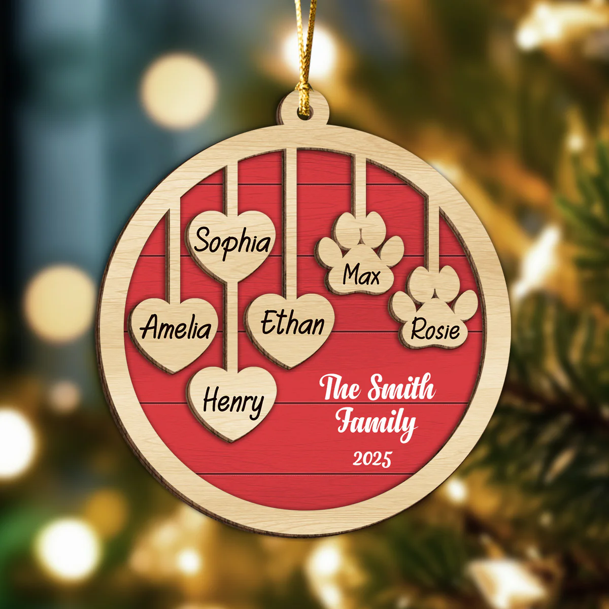 Custom Family Name Christmas 2 Layers Wooden Ornament Gift For Family LM32 897337 - Image 2