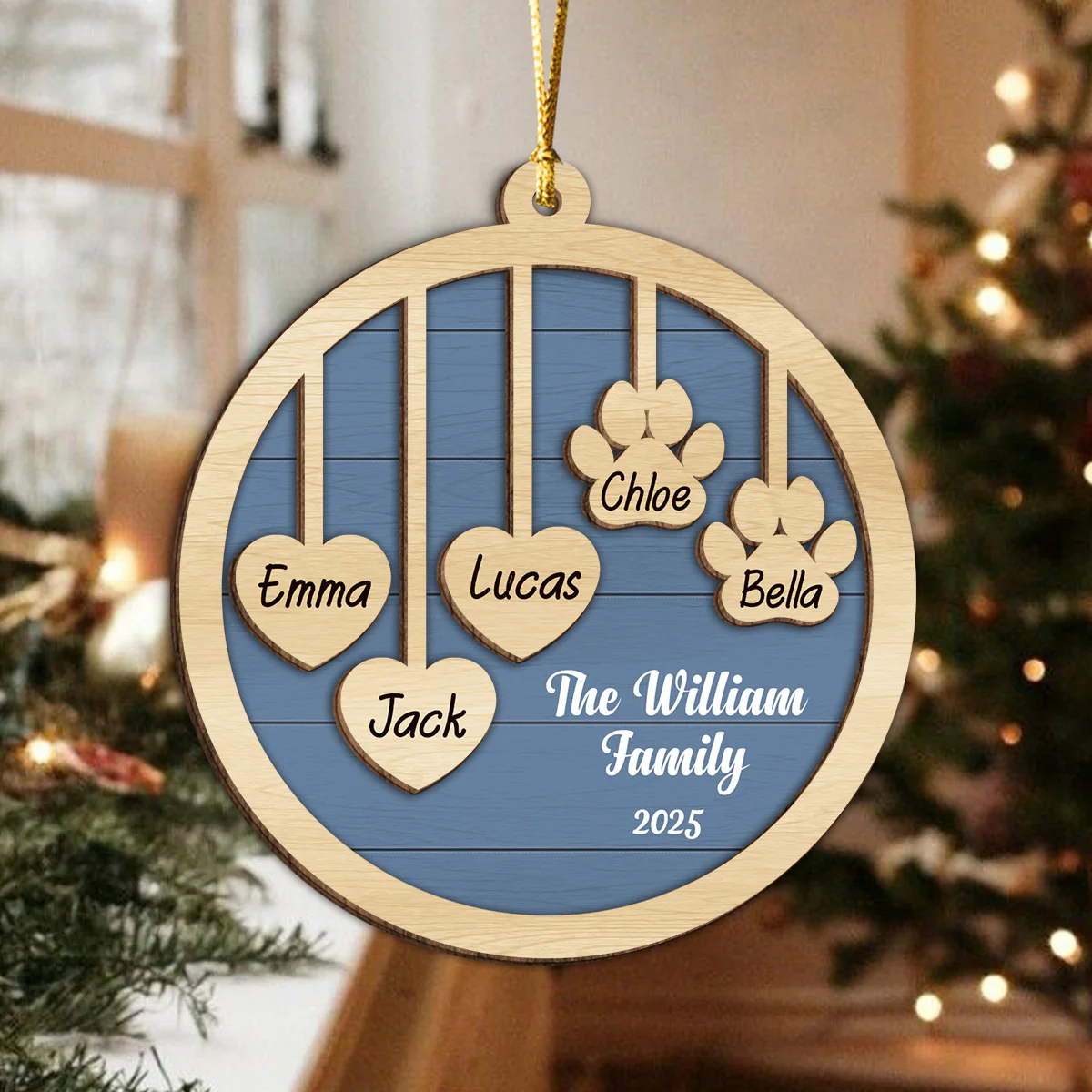 Custom Family Name Christmas 2 Layers Wooden Ornament Gift For Family LM32 897337 - Image 3