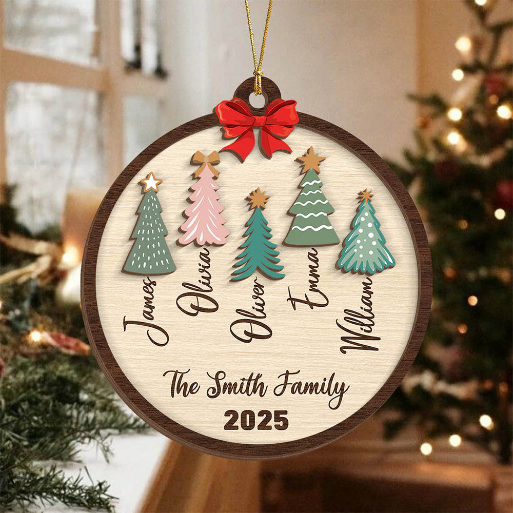 Custom Family Name Christmas Layer Wood Ornament Gift For Family HO82 900720 - Image 3