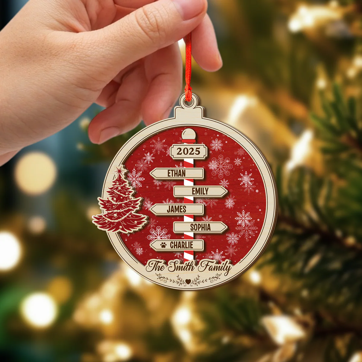 Custom Family Name Christmas - Personalized 2 Layered Wood Ornament CH07 899066 - Image 3