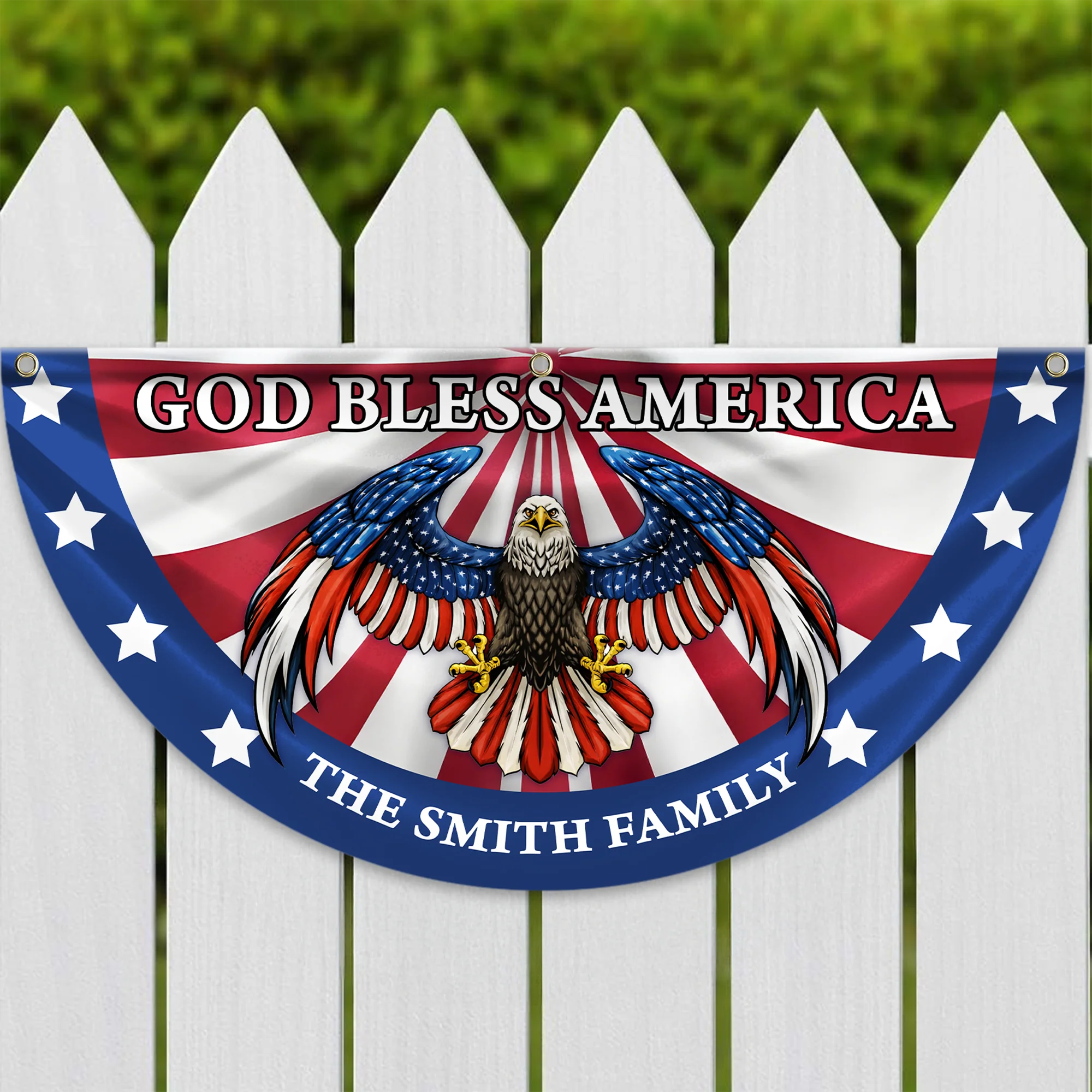 Custom Family Name God Bless America Patriotic Eagle Non-Pleated Fan Flag HA75 920132 - Image 7