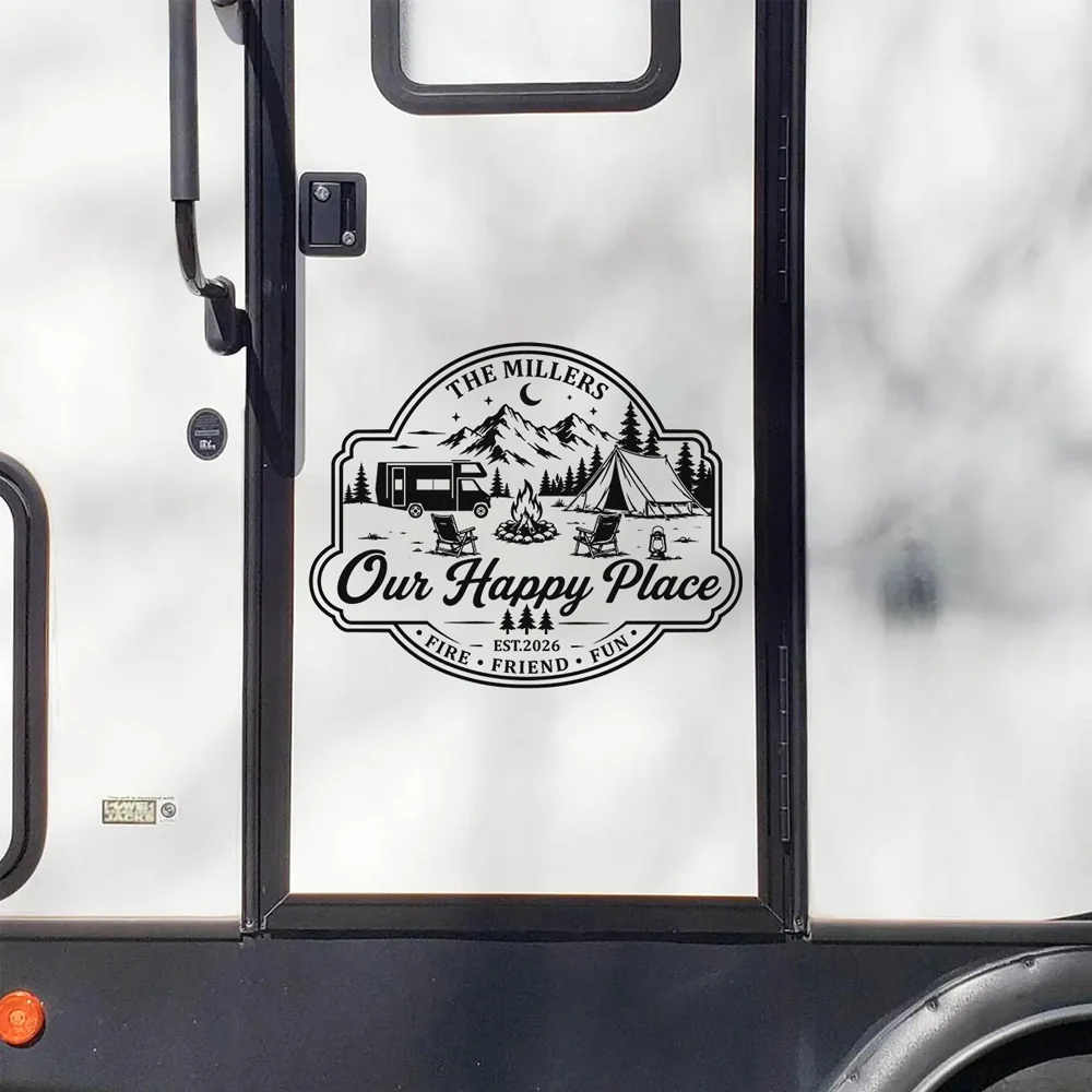 Custom Family Name Happy Campers RV Decal Sticker Camping Family Gift LM32 669487 - Image 3