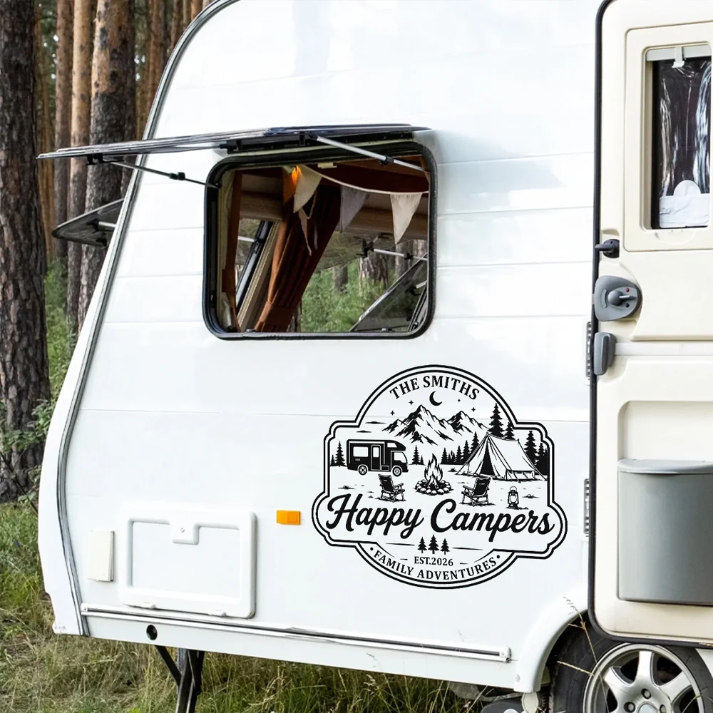 Custom Family Name Happy Campers RV Decal Sticker Camping Family Gift LM32 669487 - Image 6