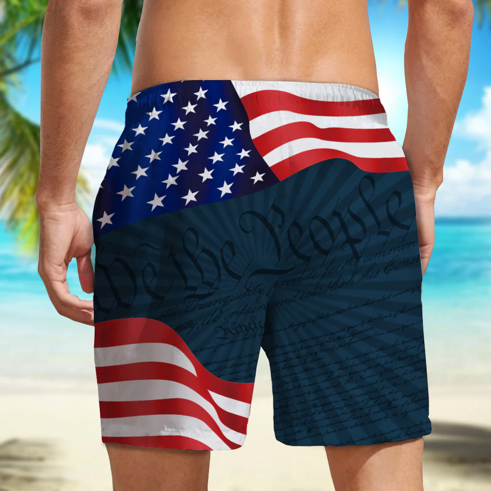 Custom Family Name Patriotic American, 250 Years of Blessing God Beach Short HO82 901906 - Image 7