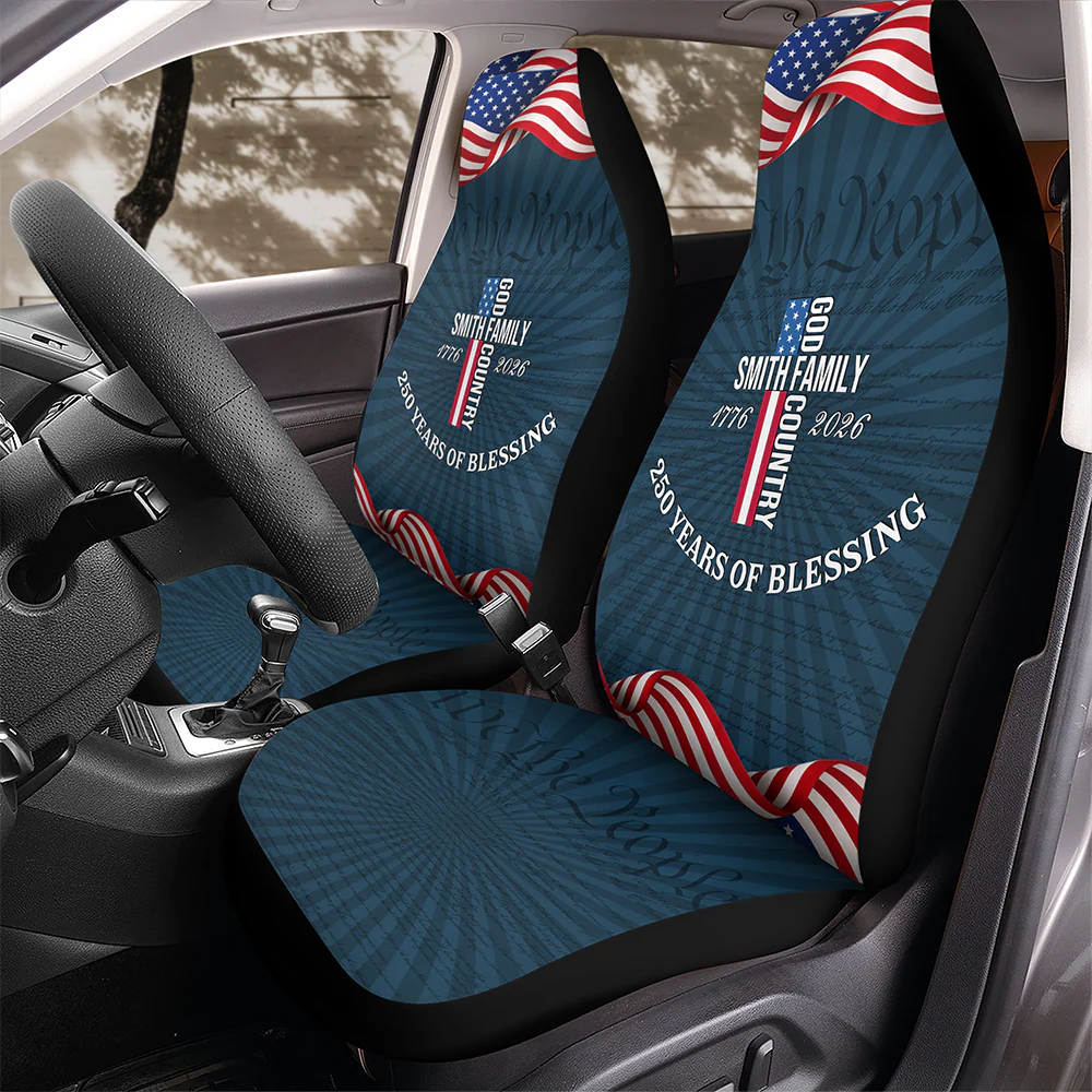 Custom Family Name Patriotic American Flag 250 Years of Blessing Car Seat Cover HO82 902046 - Image 2