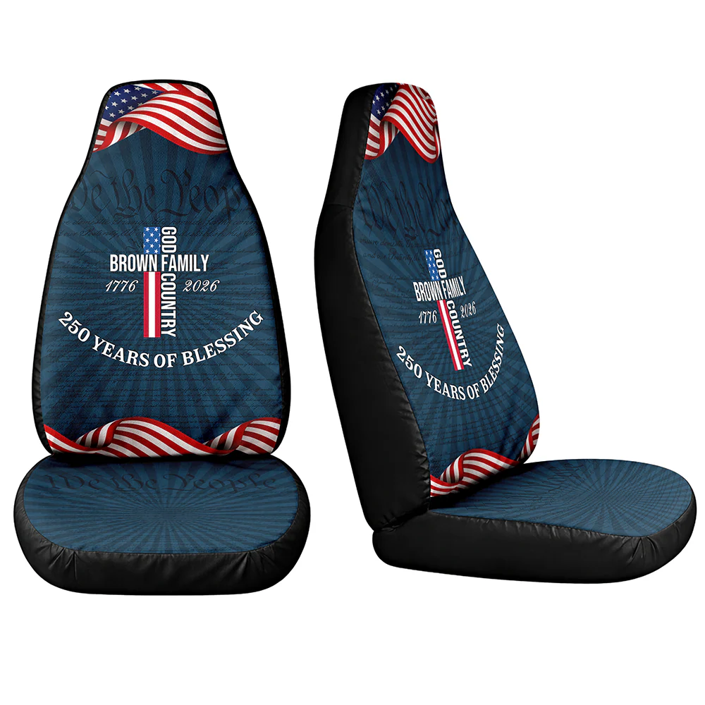 Custom Family Name Patriotic American Flag 250 Years of Blessing Car Seat Cover HO82 902046 - Image 5
