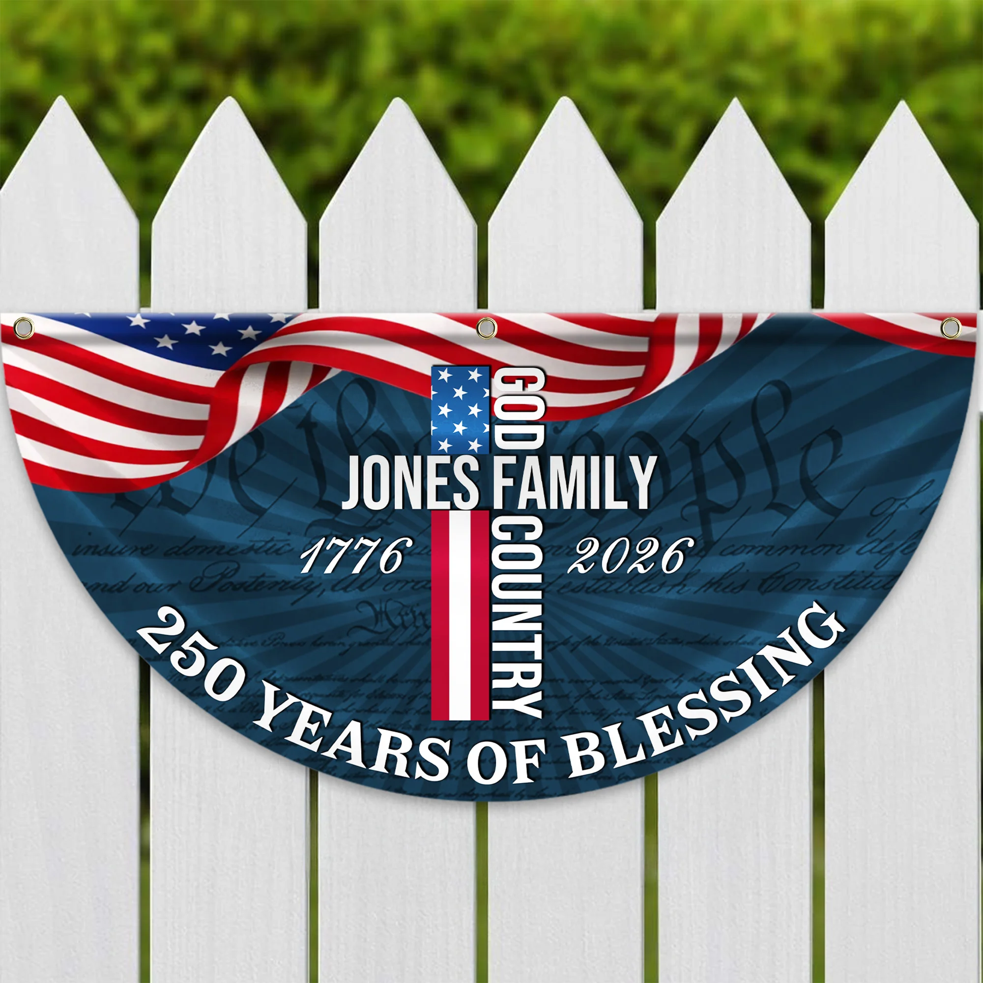 Custom Family Name Patriotic American Flag, 250 Years of Blessing God Fan Flag LM32 897741 - Image 8