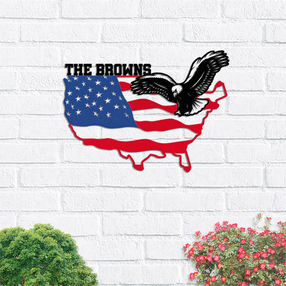 Custom Family Name Patriotic Flying Eagle Metal Sign HO82 901144 - Image 3