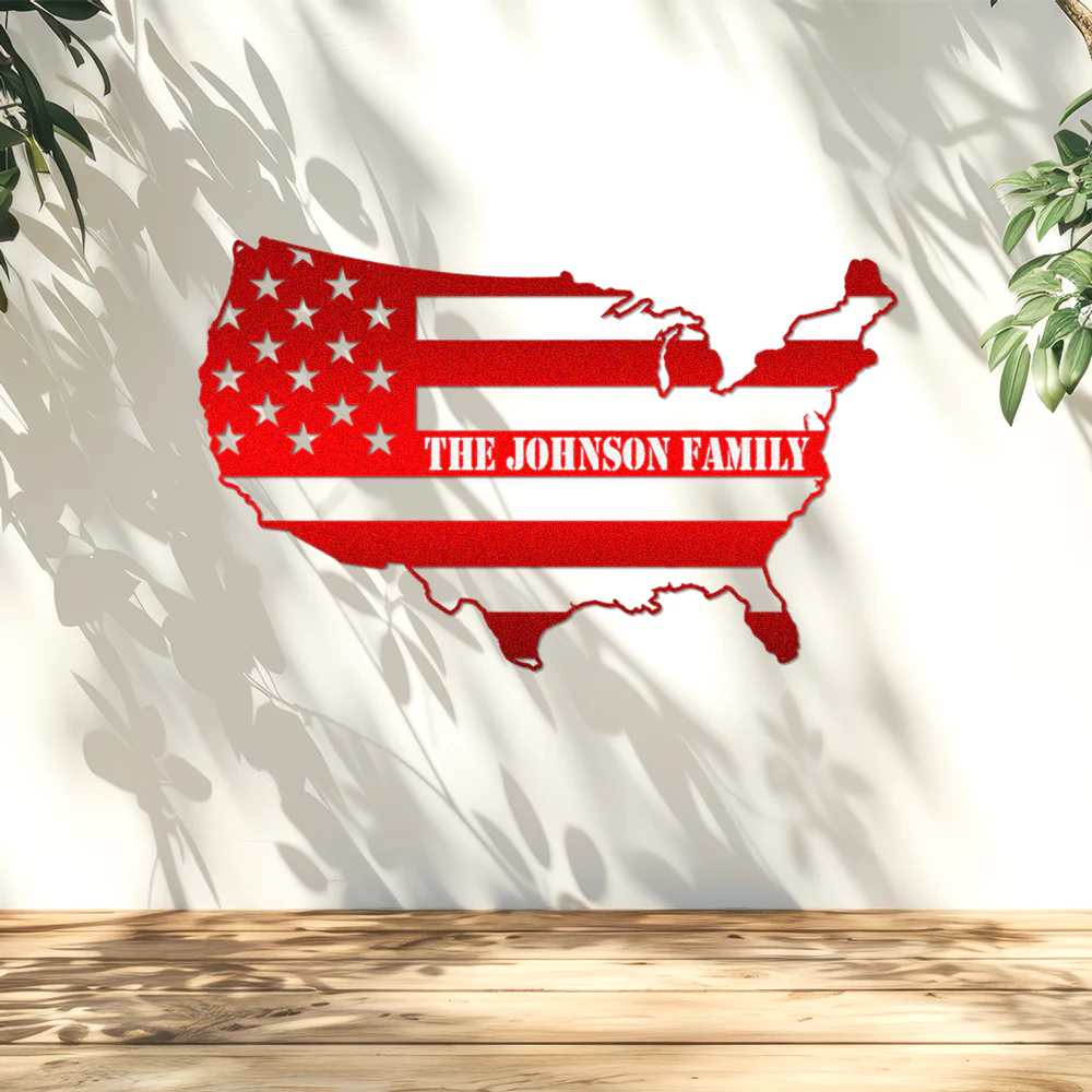 Custom Family Name Patriotic National Flag Metal Sign HO82 901158 - Image 2