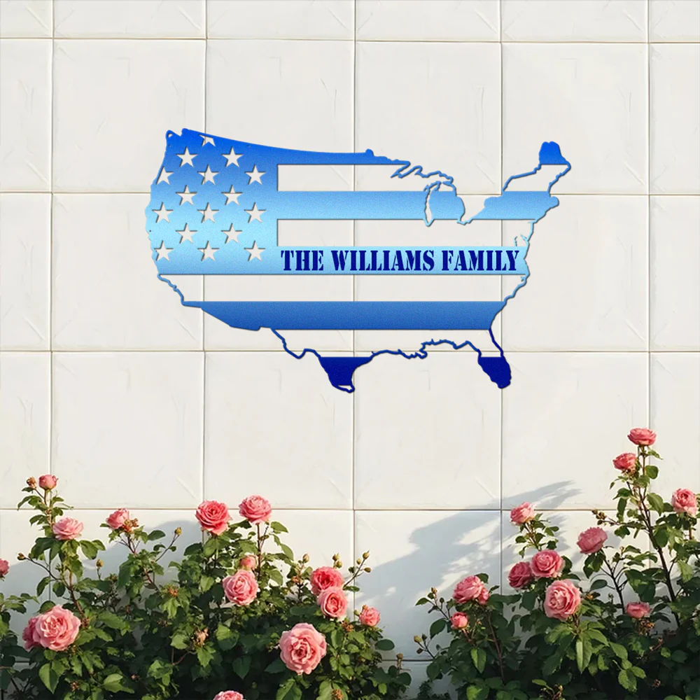 Custom Family Name Patriotic National Flag Metal Sign HO82 901158 - Image 3