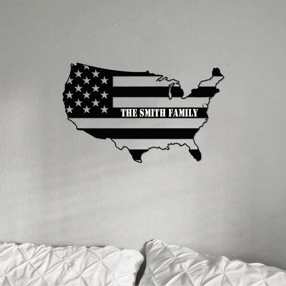 Custom Family Name Patriotic National Flag Metal Sign HO82 901158 - Image 4