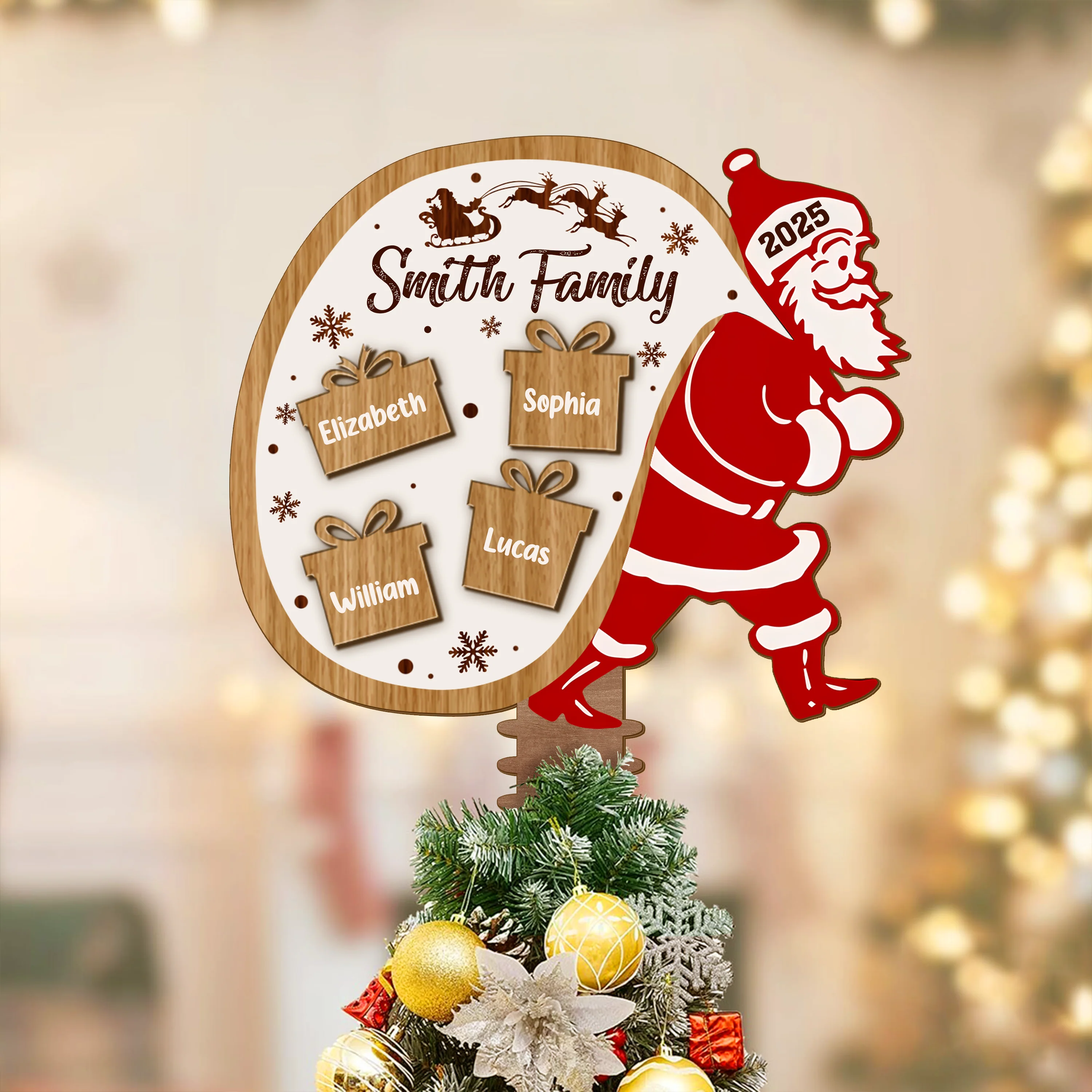 Custom Family Name Santa Claus Personalized Family Christmas Tree Topper CH07 899068 - Image 2