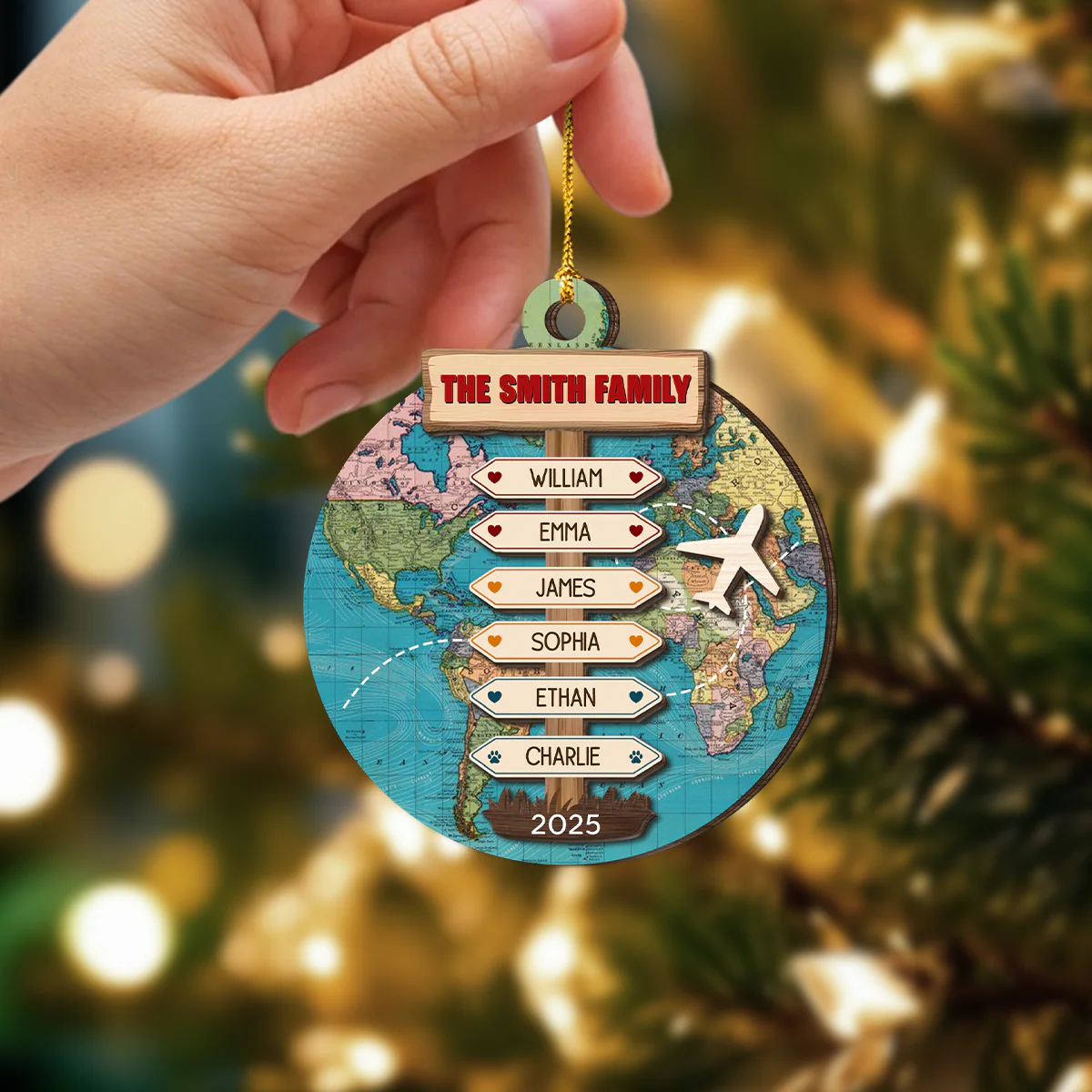 Custom Family Name Travel Adventure 2 Layer Wooden Ornament LM32 895447 - Image 2