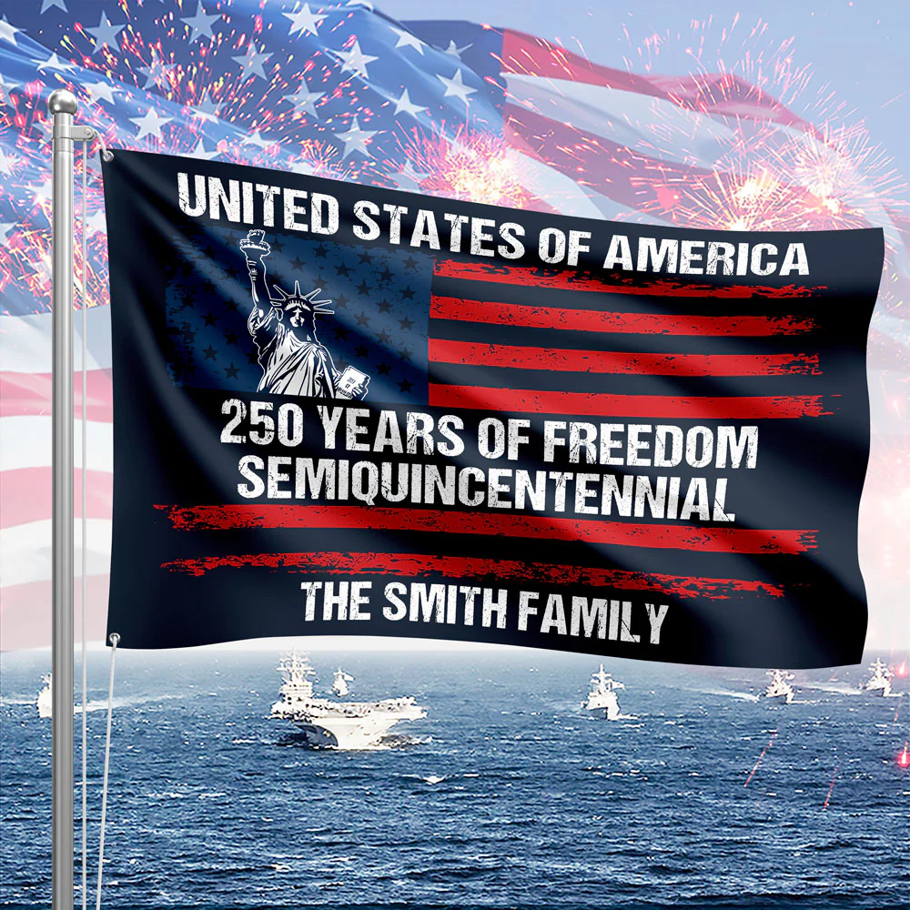Custom Family Name USA 250 Years of Freedom House Flag | Semiquincentennial Patriotic HO82 901106 - Image 4