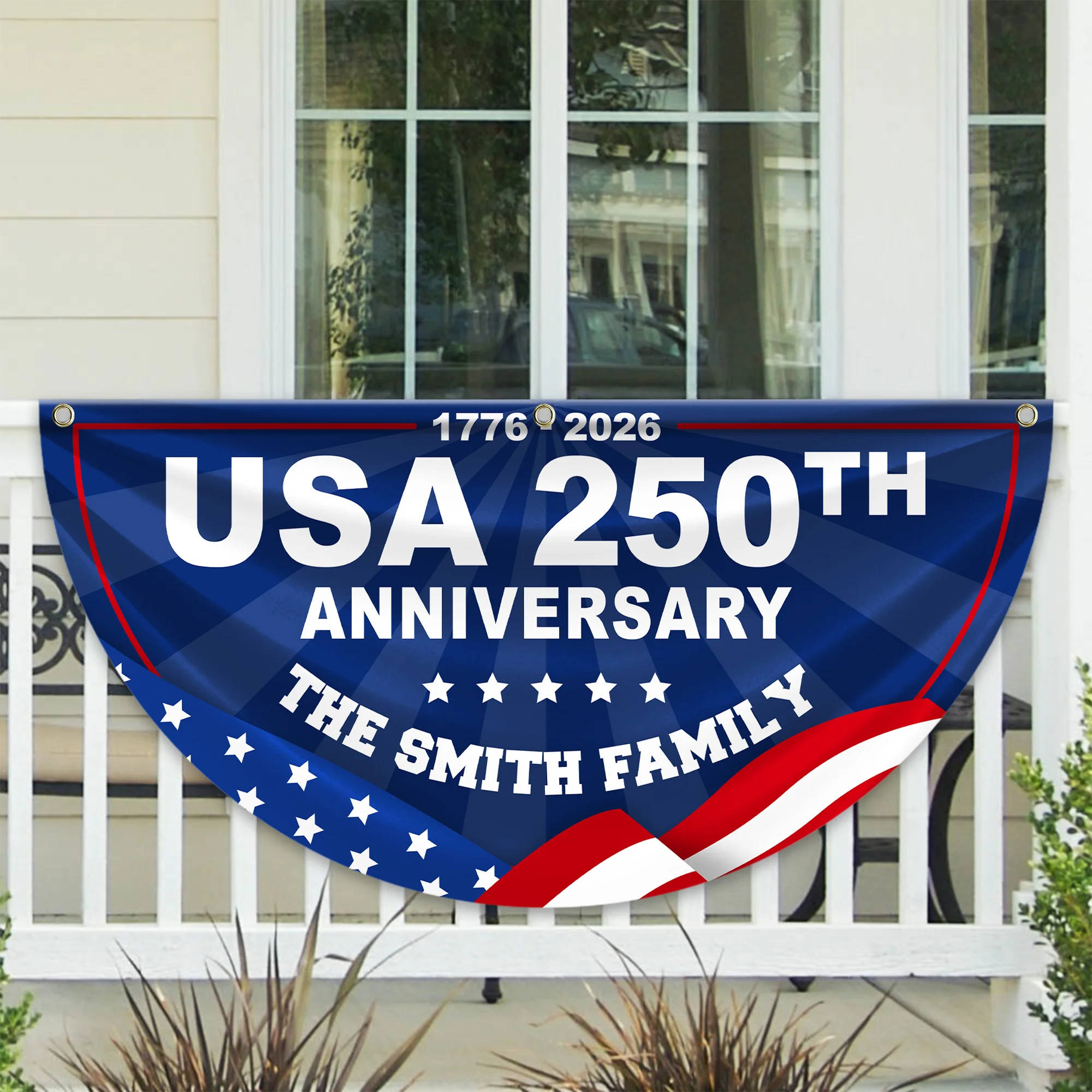 Custom Family Name USA 250th Anniversary 1776-2026 Non-Pleated Fan Flag HA75 920914 - Image 3