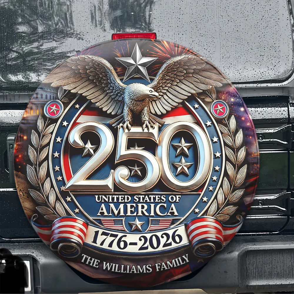 Custom Family Name USA Eagles 250th Anniversary Semiquincentennial 1776-2026 Tire Cover HO82 902054 - Image 2