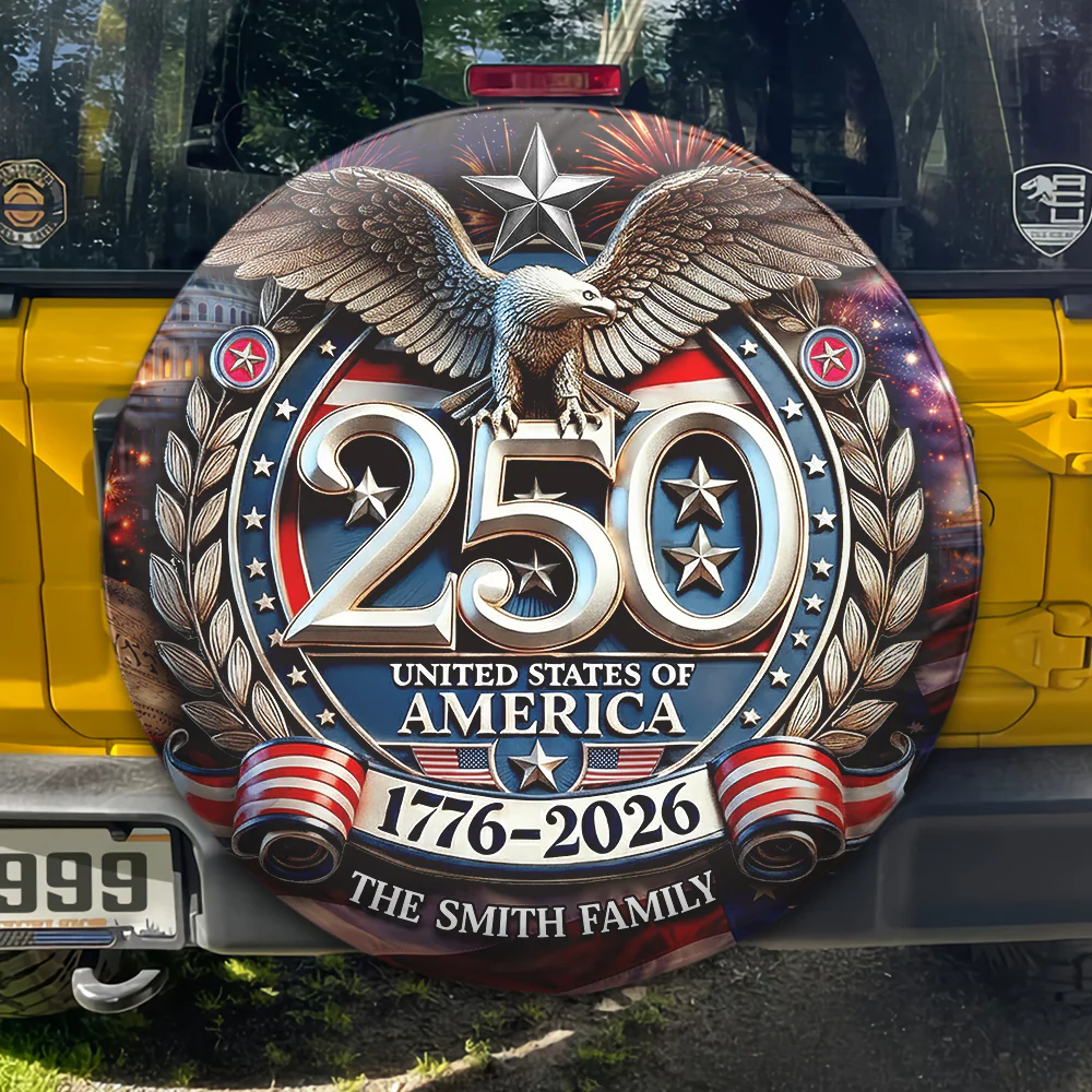 Custom Family Name USA Eagles 250th Anniversary Semiquincentennial 1776-2026 Tire Cover HO82 902054 - Image 4