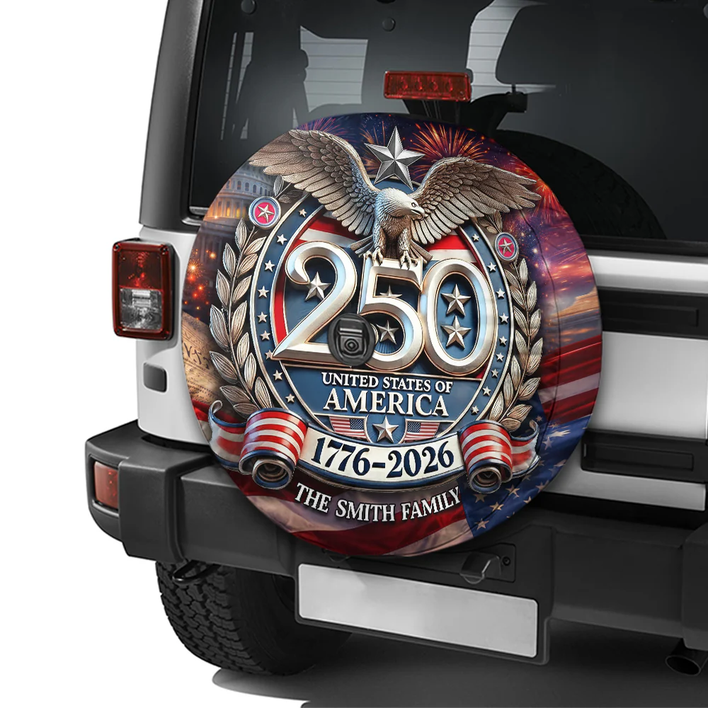 Custom Family Name USA Eagles 250th Anniversary Semiquincentennial 1776-2026 Tire Cover HO82 902054 - Image 6