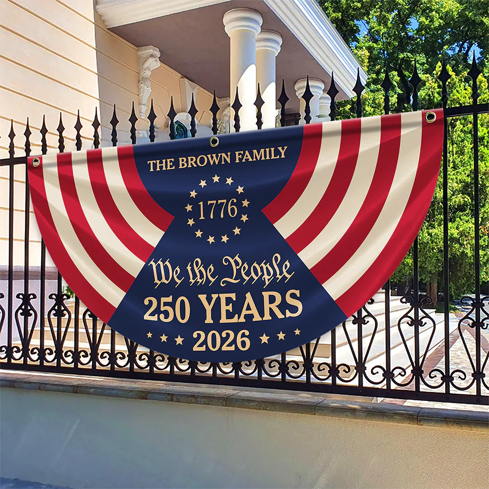 Custom Family Name We The People 250 Years 1776-2026 Non-Pleated Fan Flag TH10 170141 - Image 4