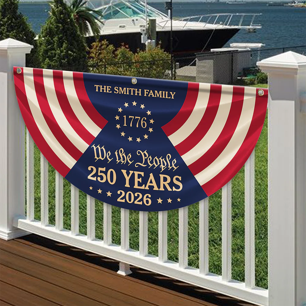 Custom Family Name We The People 250 Years 1776-2026 Non-Pleated Fan Flag TH10 170141 - Image 5