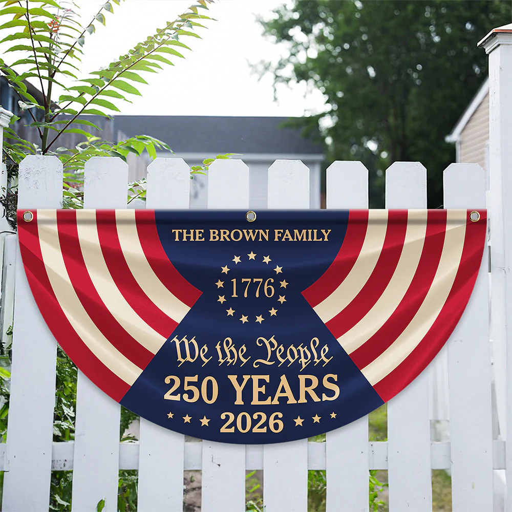 Custom Family Name We The People 250 Years 1776-2026 Non-Pleated Fan Flag TH10 170141 - Image 6