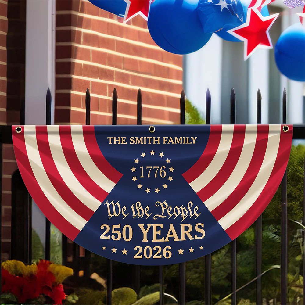 Custom Family Name We The People 250 Years 1776-2026 Non-Pleated Fan Flag TH10 170141 - Image 7