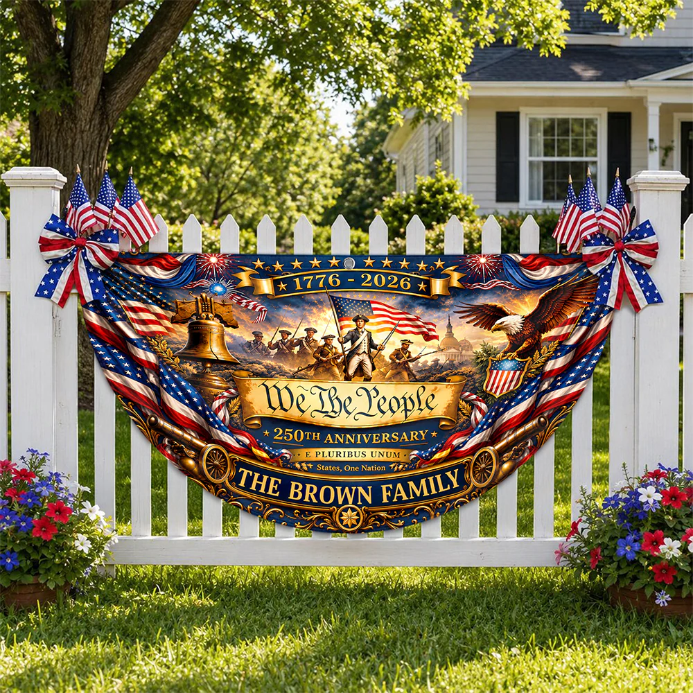 Custom Family Name We The People American Flag Eagle Decoration  Non-Pleated Fan Flag LM32 669341