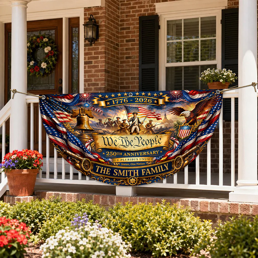 Custom Family Name We The People American Flag Eagle Decoration  Non-Pleated Fan Flag LM32 669341 - Image 3