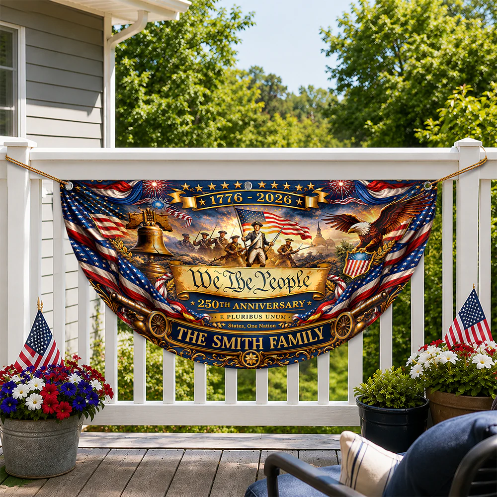 Custom Family Name We The People American Flag Eagle Decoration  Non-Pleated Fan Flag LM32 669341 - Image 4