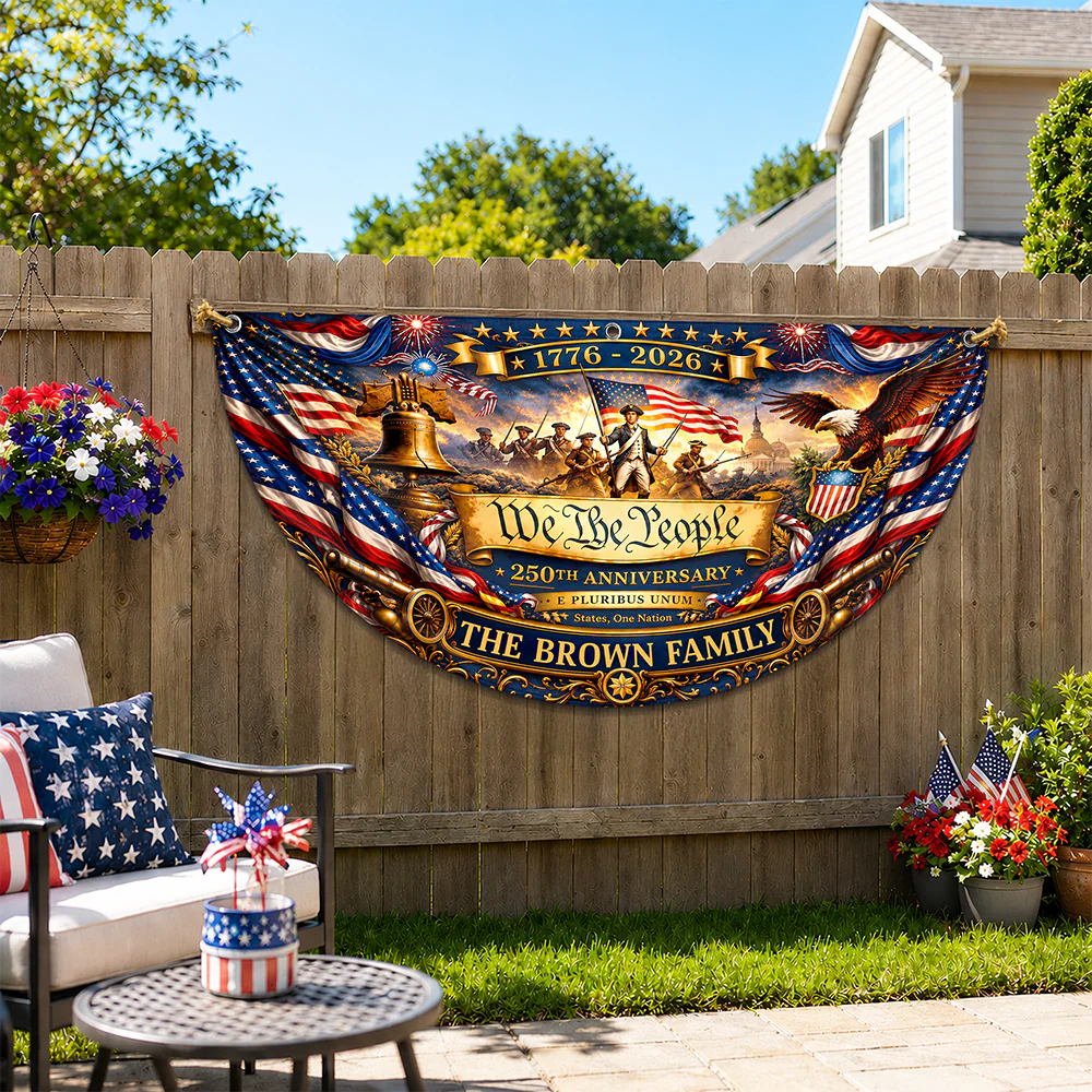 Custom Family Name We The People American Flag Eagle Decoration  Non-Pleated Fan Flag LM32 669341 - Image 5
