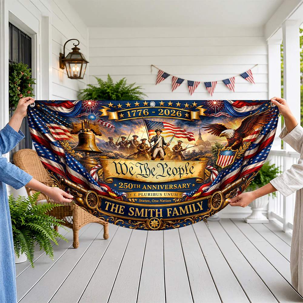 Custom Family Name We The People American Flag Eagle Decoration  Non-Pleated Fan Flag LM32 669341 - Image 6