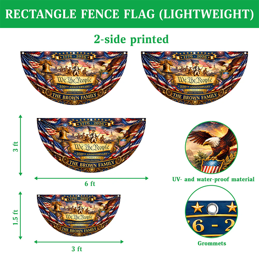 Custom Family Name We The People American Flag Eagle Decoration  Non-Pleated Fan Flag LM32 669341 - Image 7