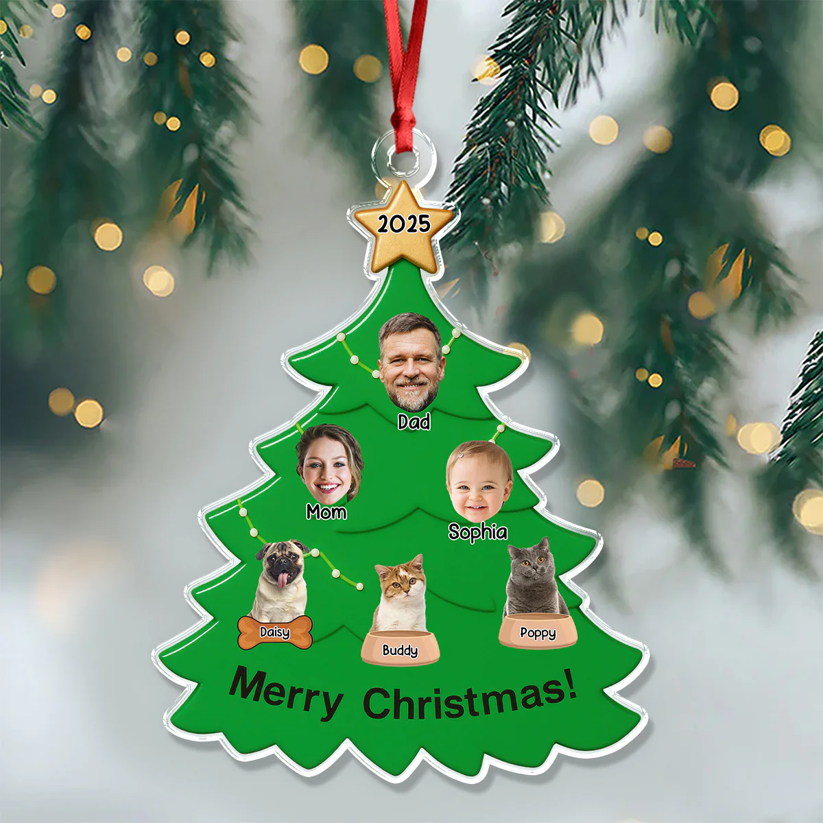 Custom Family Photo Christmas Tree Acrylic Ornament TH10 894835 - Image 5