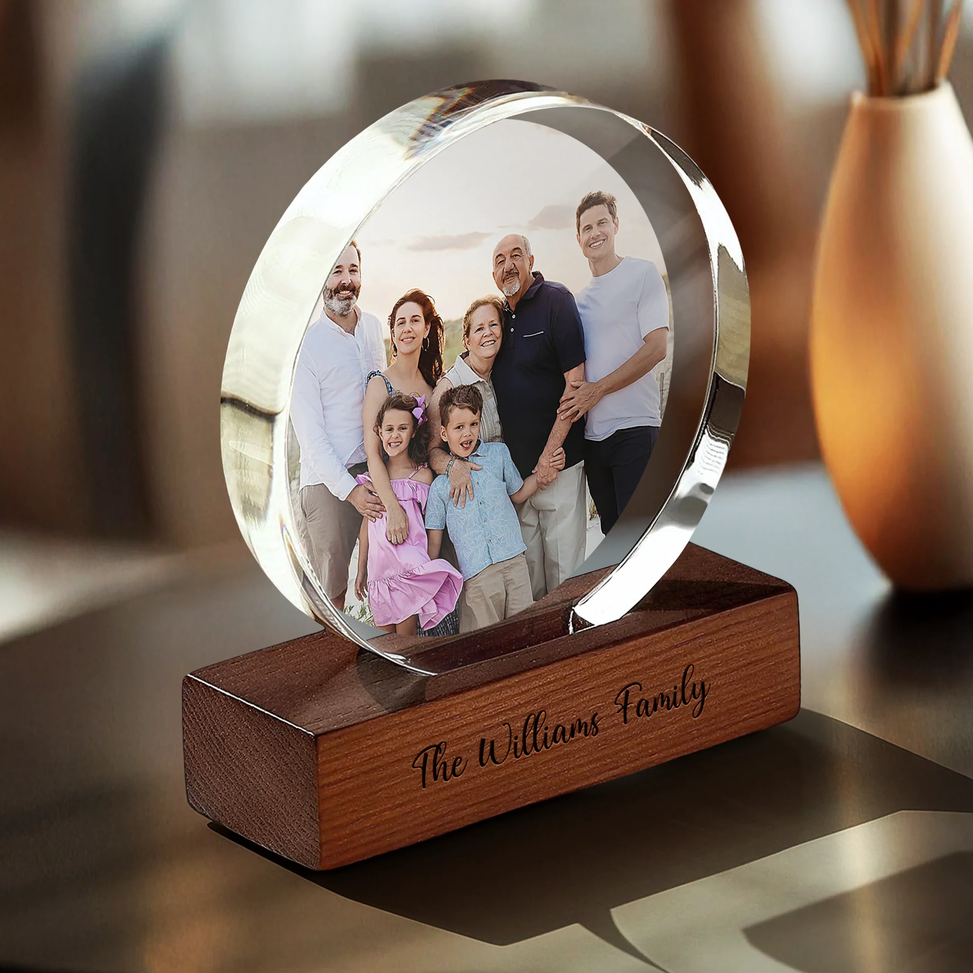 Custom Family Photo Round Acrylic Frame Block Gift CH07 896034 - Image 4