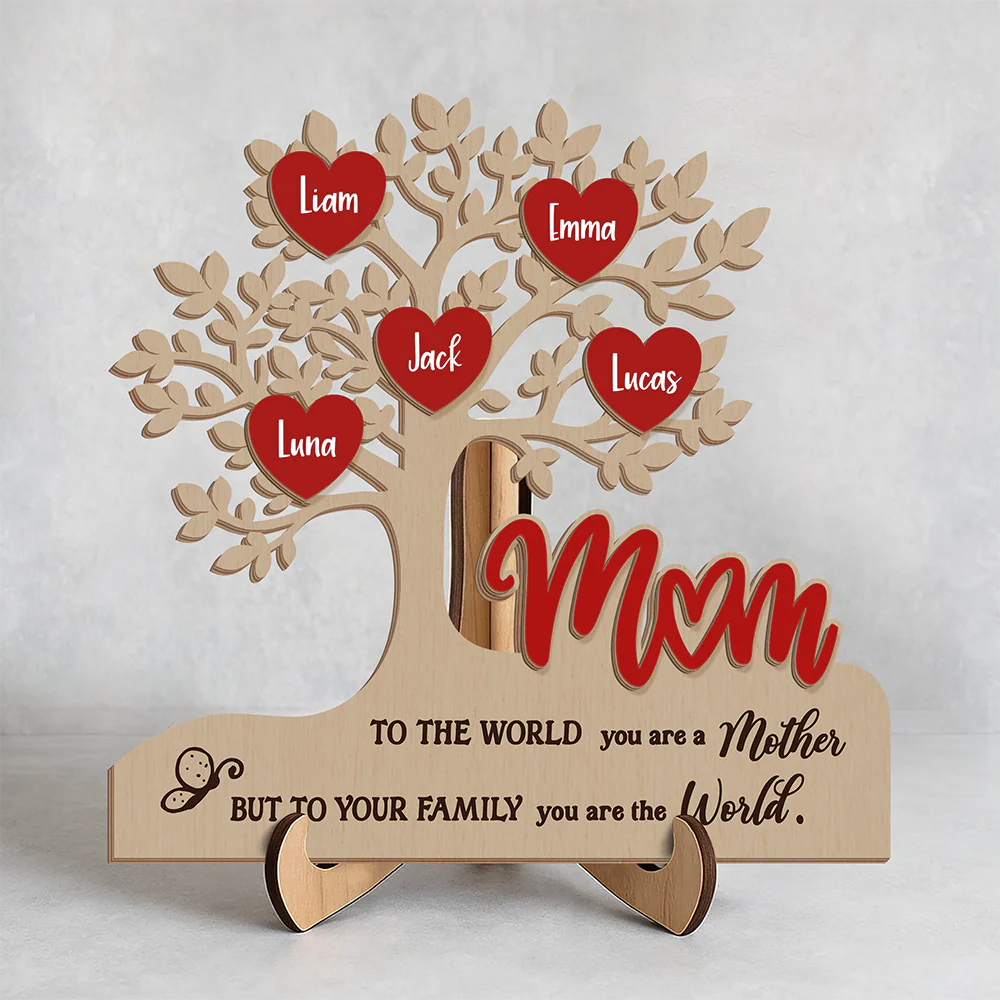 Custom Family Tree Heart 2-Layered Wooden Plaque Gift For Mother's Day CH07 911050 - Image 2