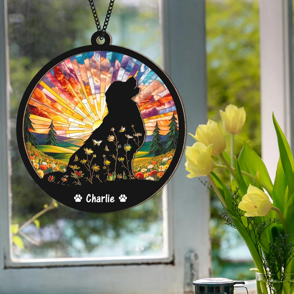 Custom Floral Dog Memorial Suncatcher Gift For Dog Lovers TH10 894307 - Image 3