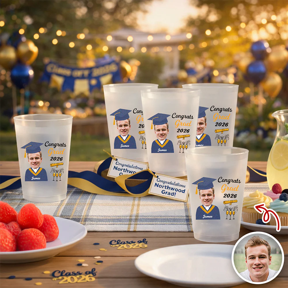 Custom Funny Face Congrats Grad 2026 Cups Graduation Day Party Decor HA75 921156 - Image 2