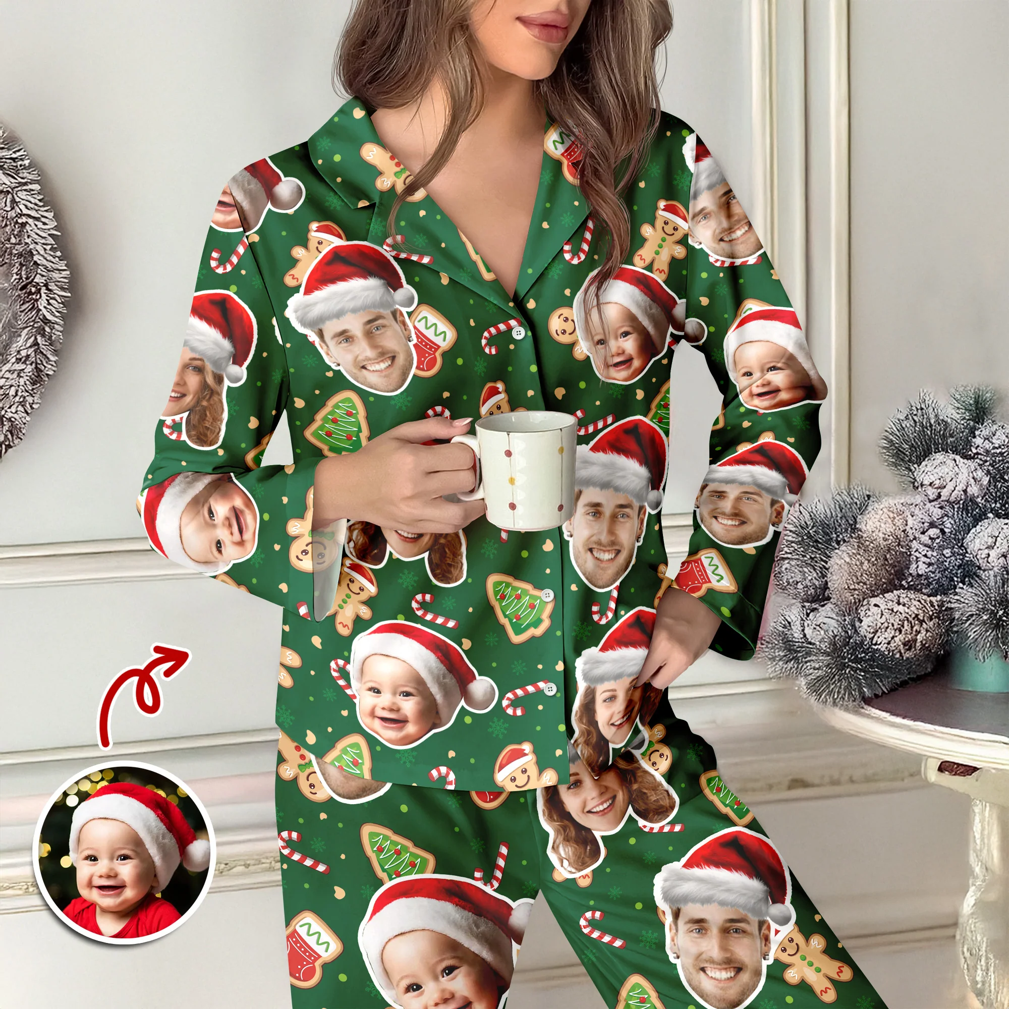 Custom Funny Family Face With Christmas Pattern Pajamas HA75 892792 - Image 5