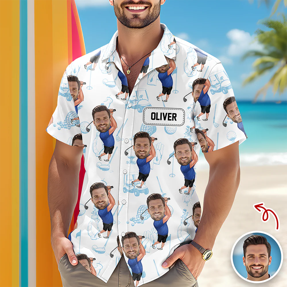 Custom Funny Golfer Photo Hawaii Shirt Gift For Golf Lovers CH07 899924 - Image 2