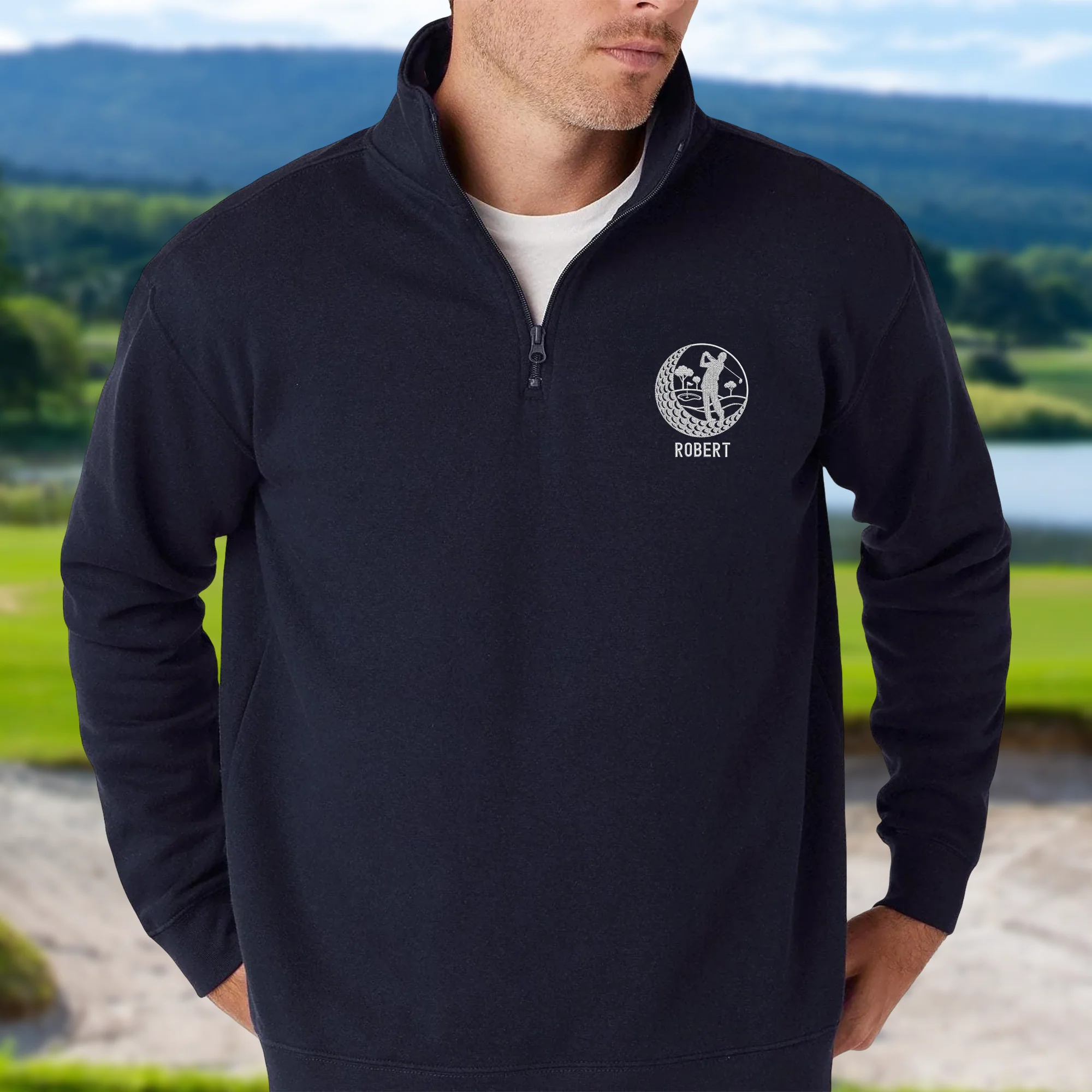 Custom Golf Player Name Embroidered Golf Quarter Zip Sweater LM32 897601 - Image 2