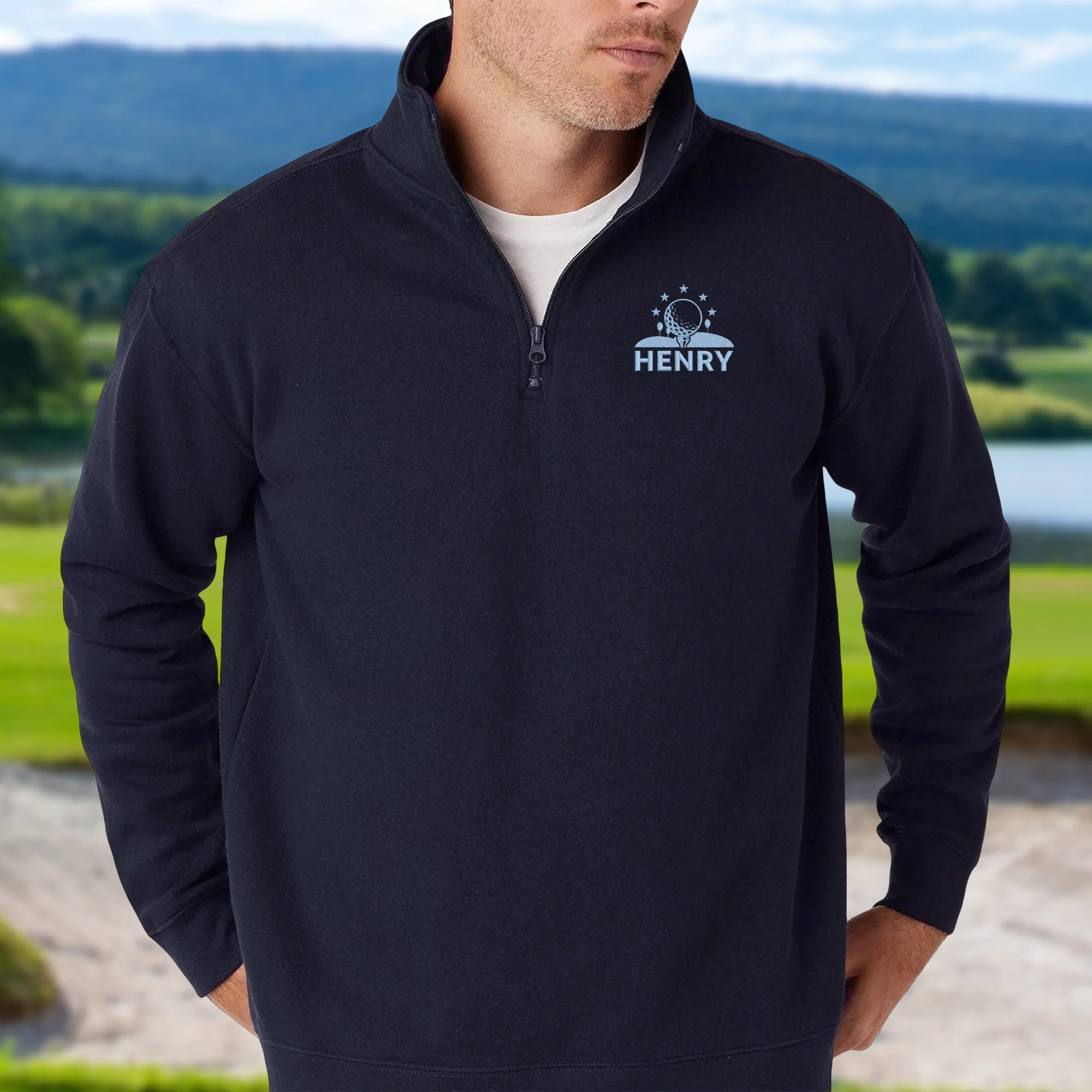 Custom Golf Player Name Embroidered Quarter Zip Sweater CH07 910018 - Image 7
