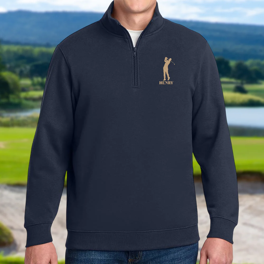 Custom Golf Player Name Embroidered Quarter Zip Sweater Gift for Golf Lovers CH07 910032 - Image 4
