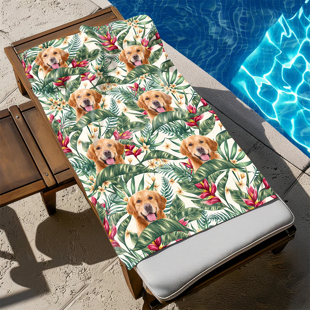 Custom Hawaii In The Air Face Dog Photo Beach Towel HO82 894008 - Image 9