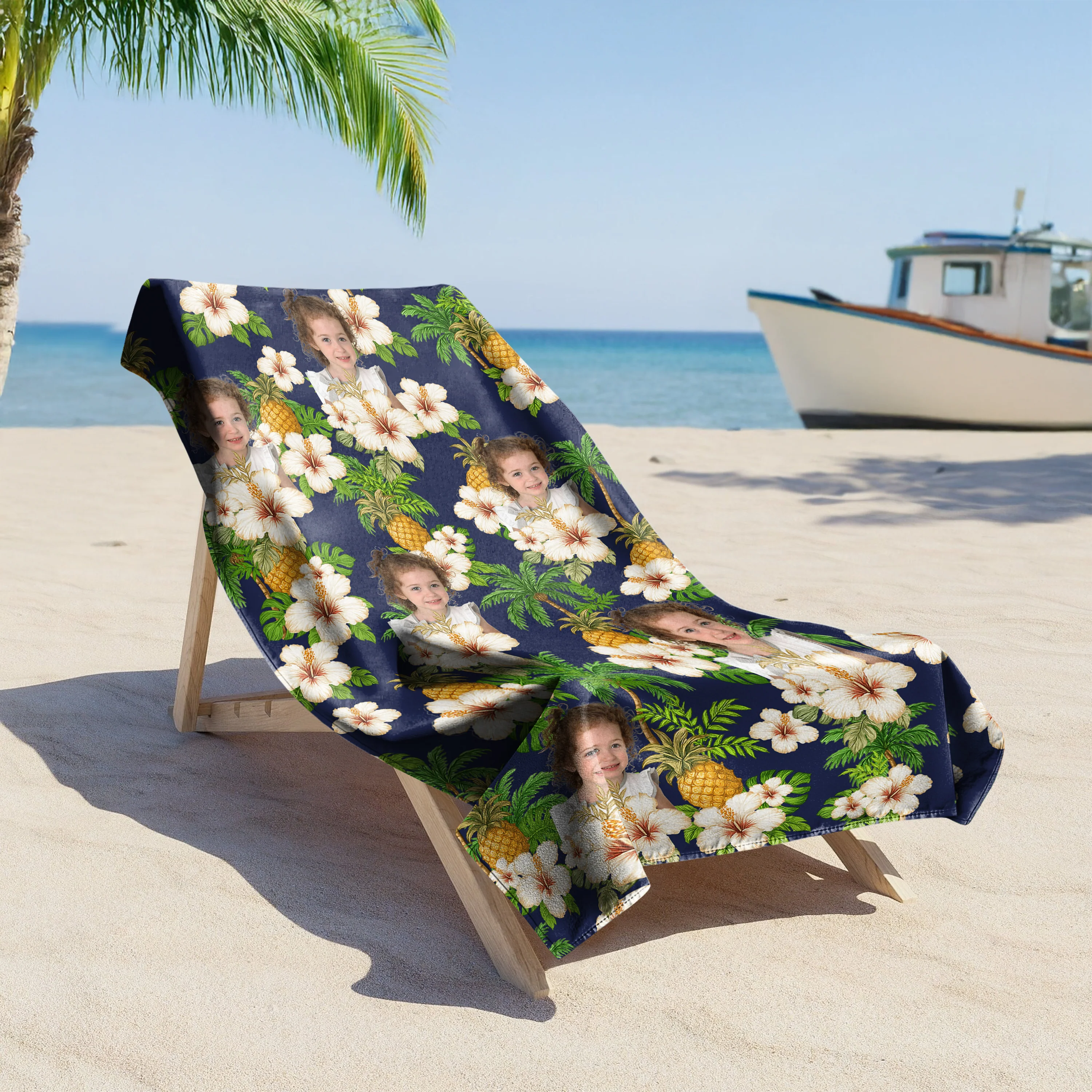 Custom Human Photo Tropical Vibe Family Beach Towel HA75 892646 - Image 10