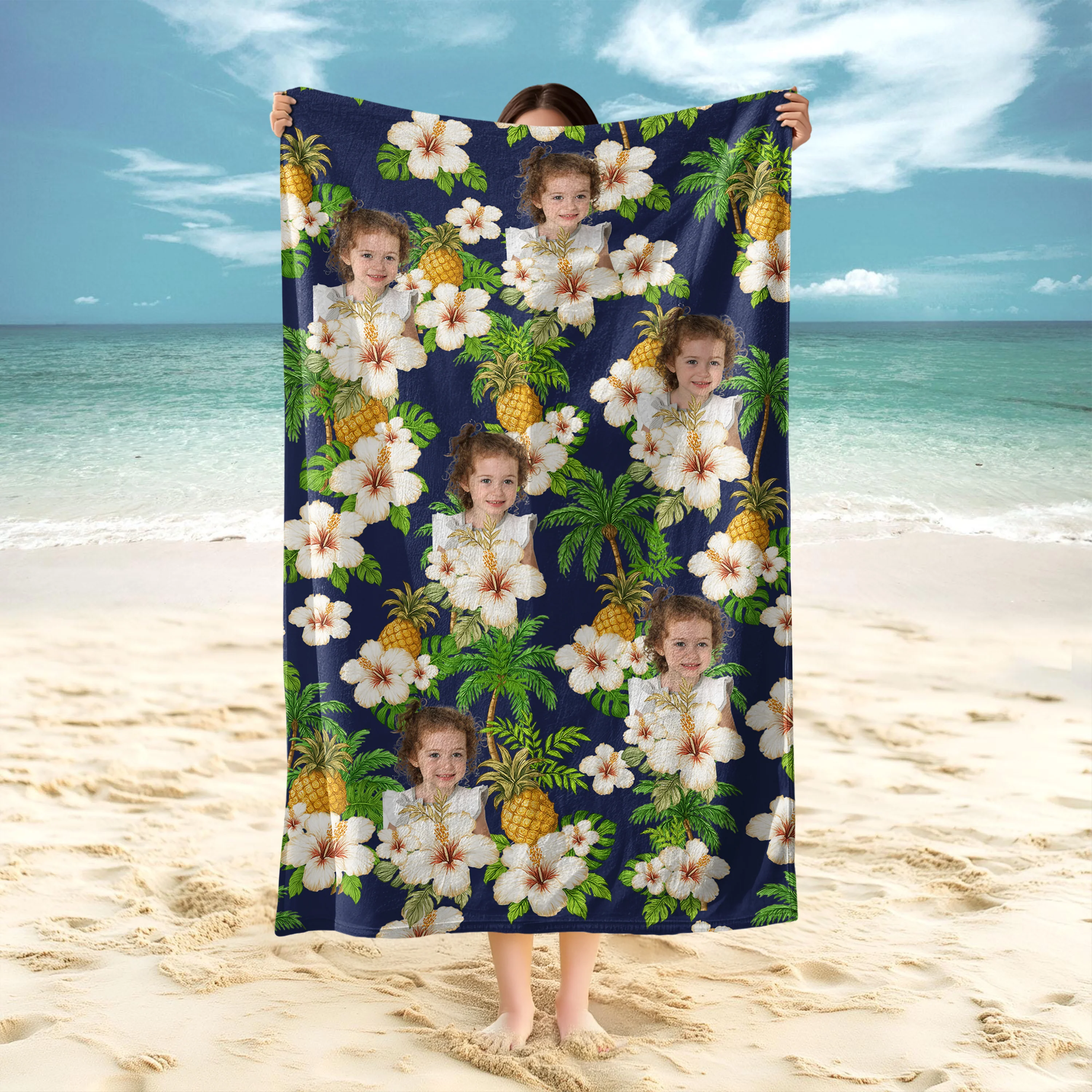 Custom Human Photo Tropical Vibe Family Beach Towel HA75 892646 - Image 3